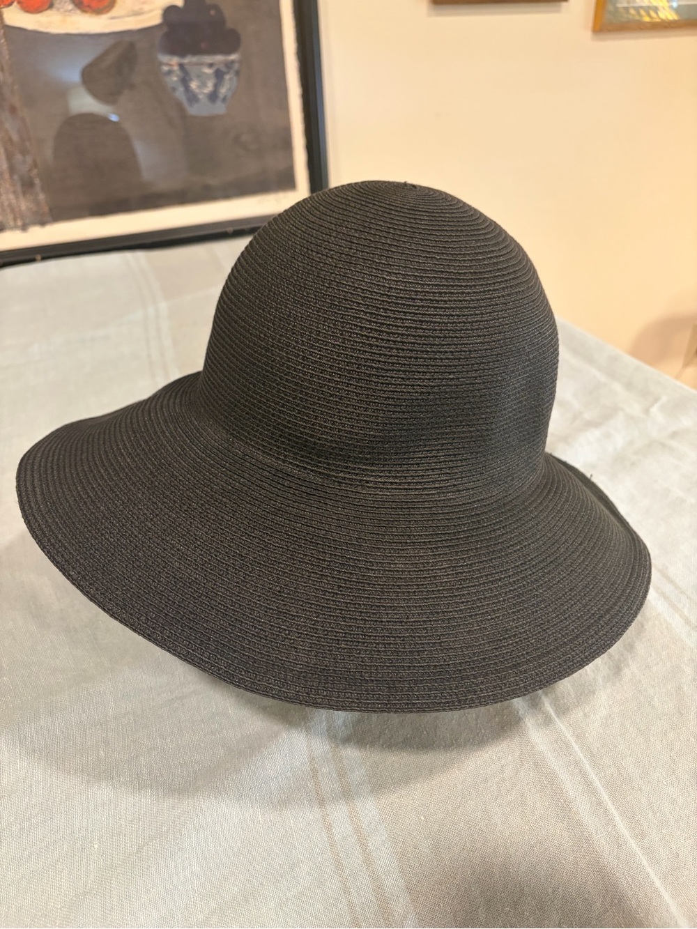 Eric Javits Womens Black Hamptons Sun Hat Wide-Brim Floppy Packable - Picture 10 of 10